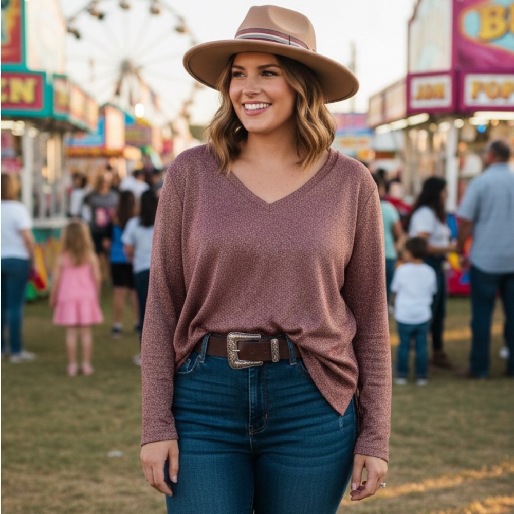 Faded Glory Women's Long Sleeve Top - Brown